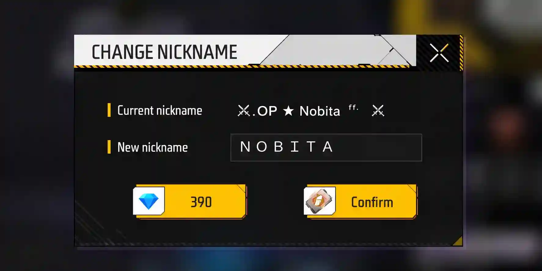 Apodo con espacio invisible en Free Fire