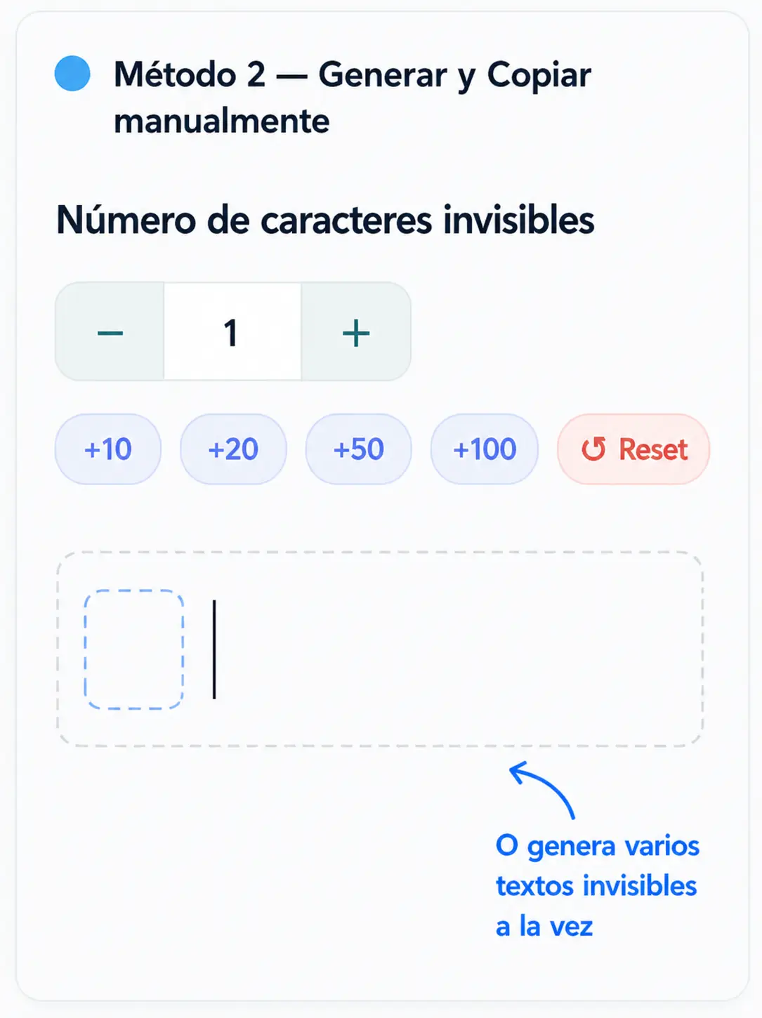 Paso 2: generar varios caracteres invisibles a la vez con el campo numérico
