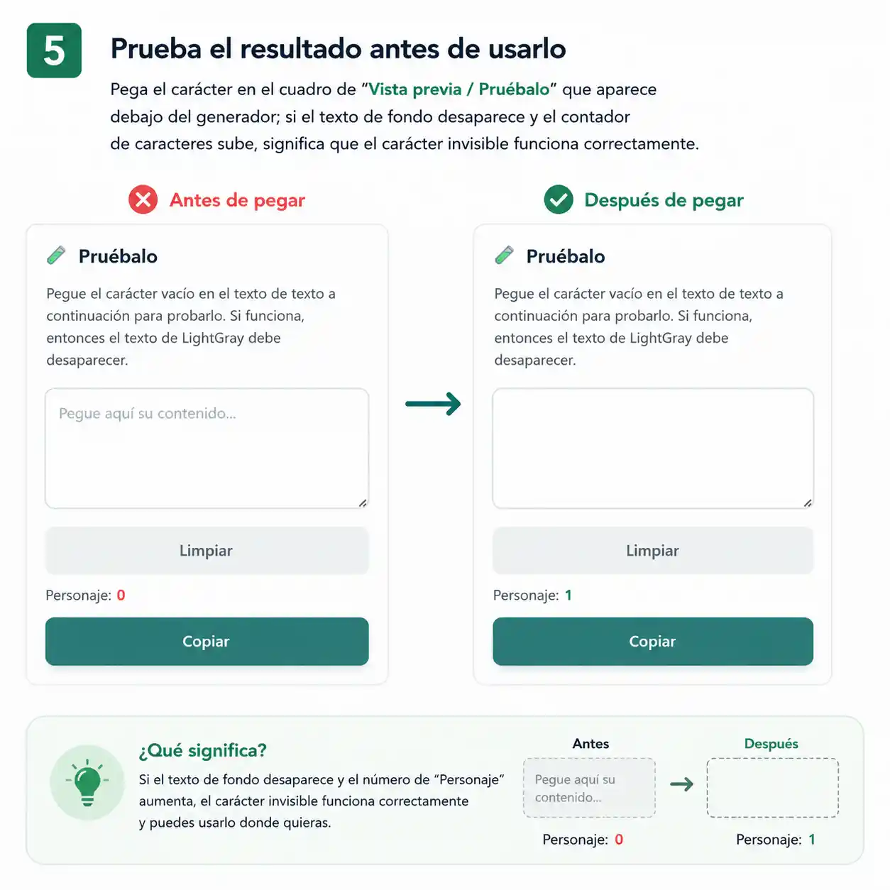 Paso 5: vista previa en vivo para comprobar que el texto invisible funciona