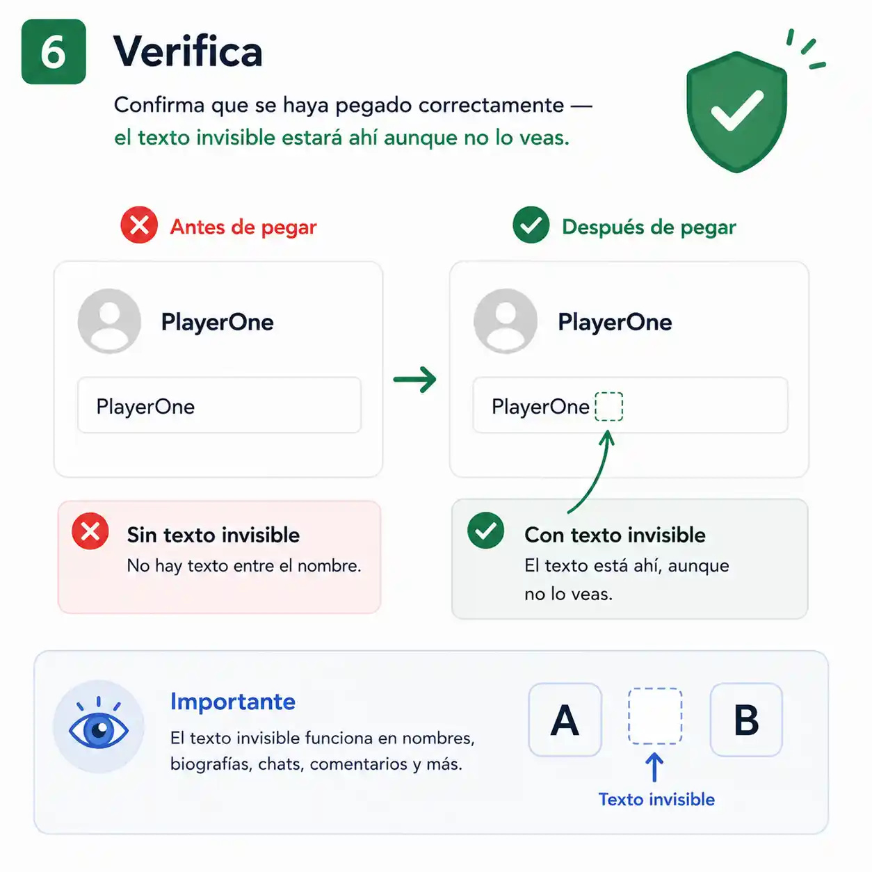 Paso 6: verificar que el texto invisible se haya pegado correctamente